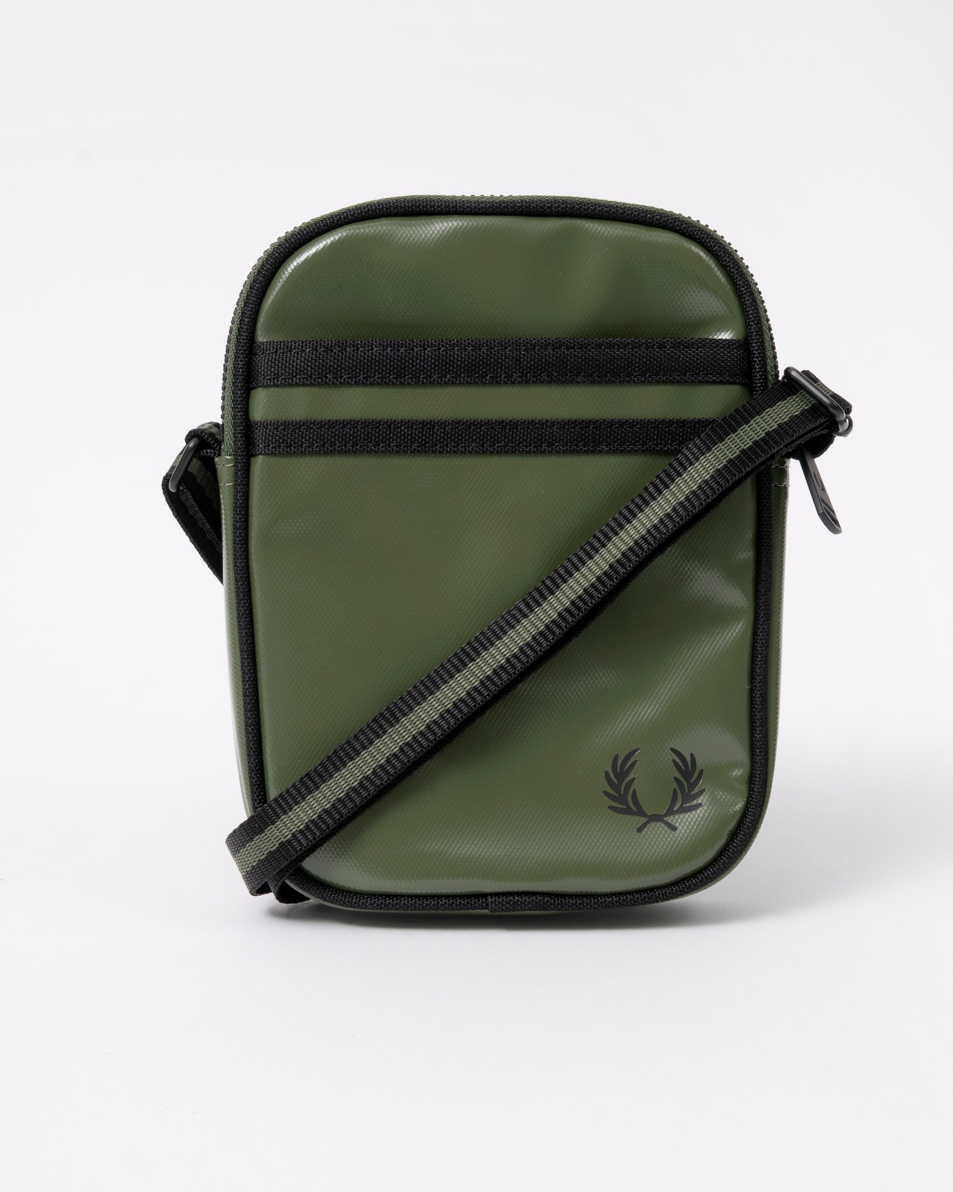Fred Perry Classic Small Side Bag in Laurel Wreath Green and Black Z50