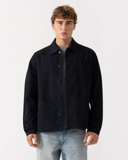 Front of Fred Perry Mens Bedford Cord Overshirt - Navy 608