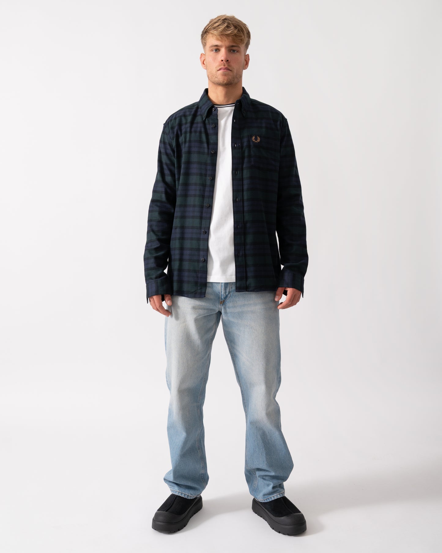 Fred Perry Mens Blackwatch Tartan Brushed Twill Shirt - Blackwatch Tartan 37A