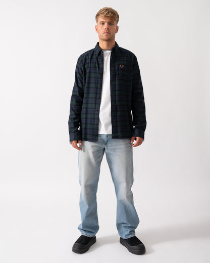 Fred Perry Mens Blackwatch Tartan Brushed Twill Shirt - Blackwatch Tartan 37A