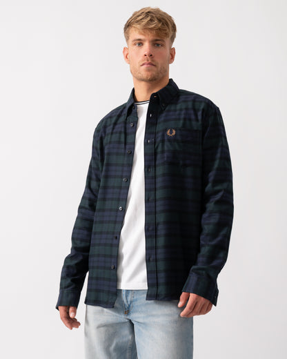 Fred Perry Mens Blackwatch Tartan Brushed Twill Shirt - Blackwatch Tartan 37A