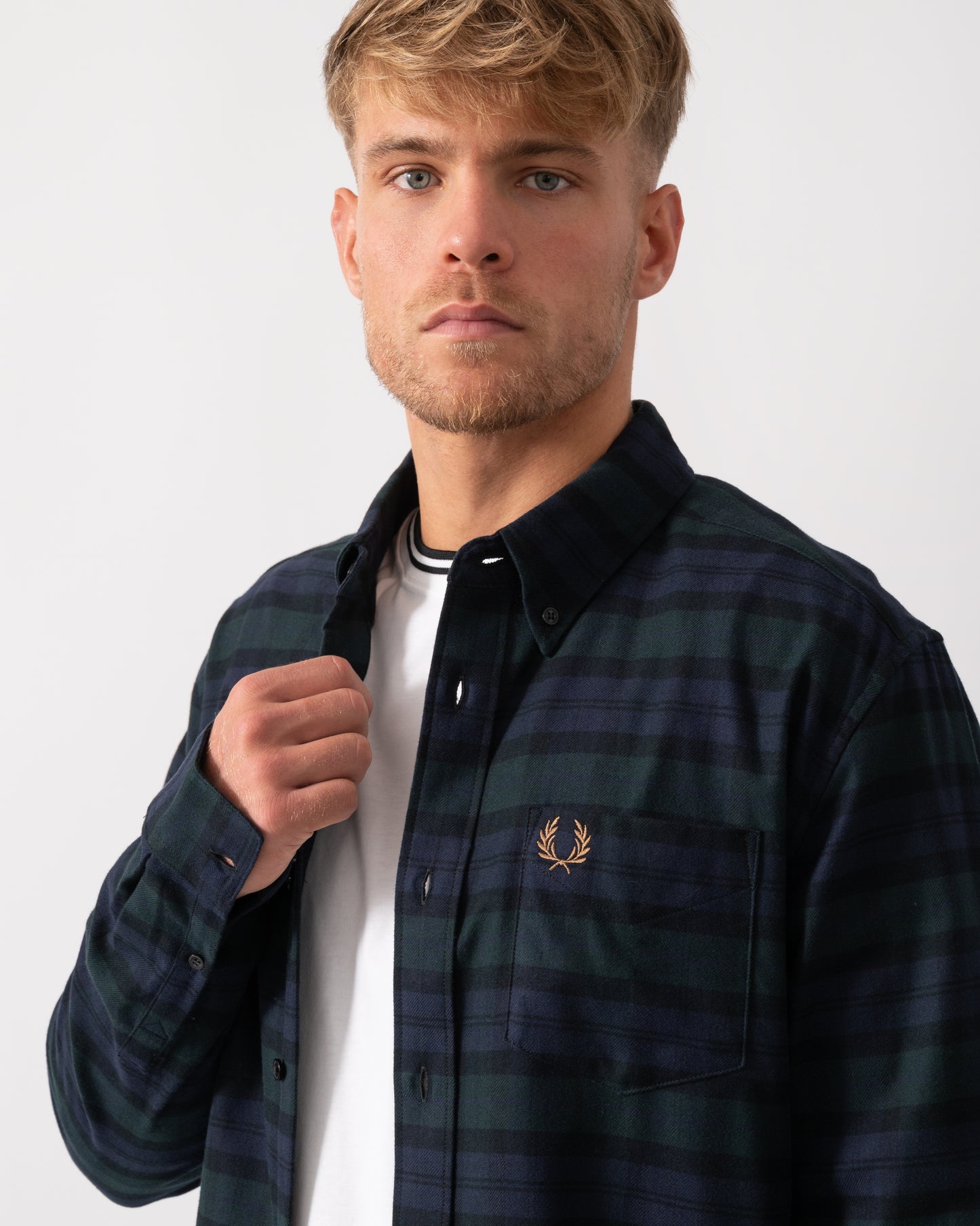 Fred Perry Mens Blackwatch Tartan Brushed Twill Shirt - Blackwatch Tartan 37A