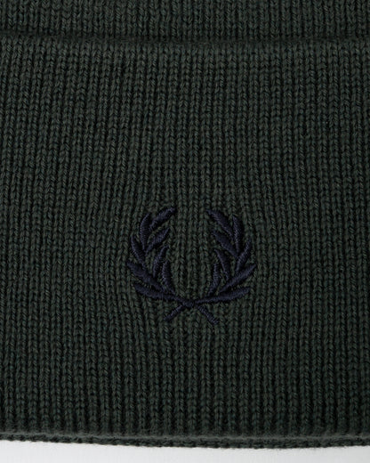 Fred Perry Mens Classic Beanie - Court Green/Navy Z86 - CHO - Designer Mens,Beanies