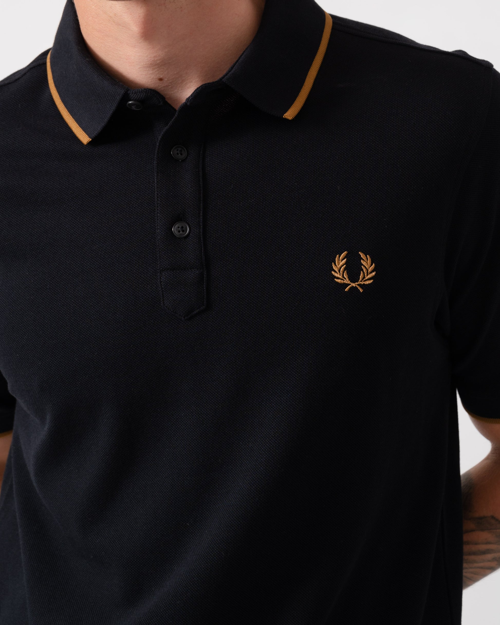 Fred Perry Mens Collar Stand Polo Shirt - Black 102