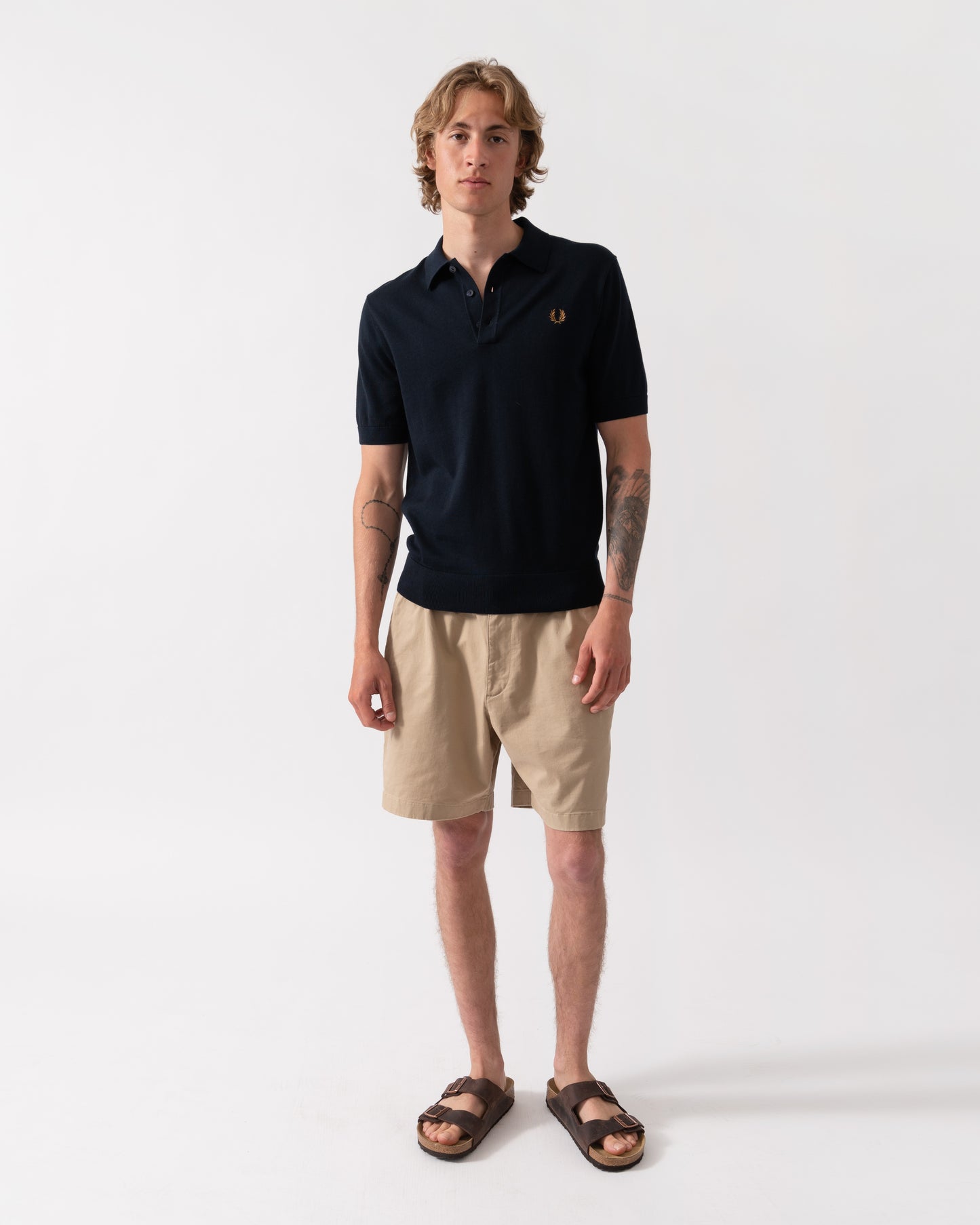 Fred Perry Mens Cotton Knitted Shirt - Navy 608