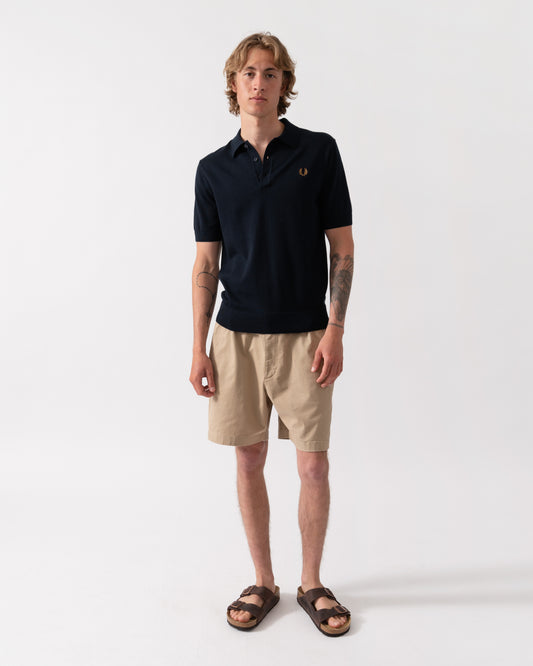 Fred Perry Mens Cotton Knitted Shirt - Navy 608