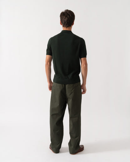 Back of Fred Perry Mens Cotton Knitted Shirt - Night Green Q20