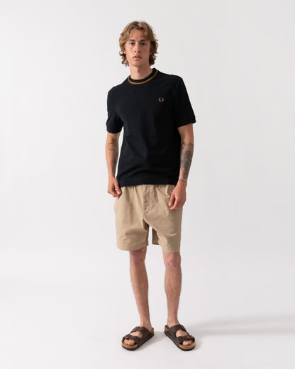 Fred Perry Mens Crew Neck Pique T-Shirt - Black R88