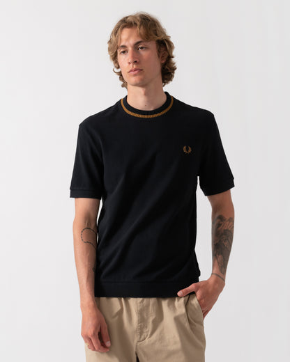 Fred Perry Mens Crew Neck Pique T-Shirt - Black R88