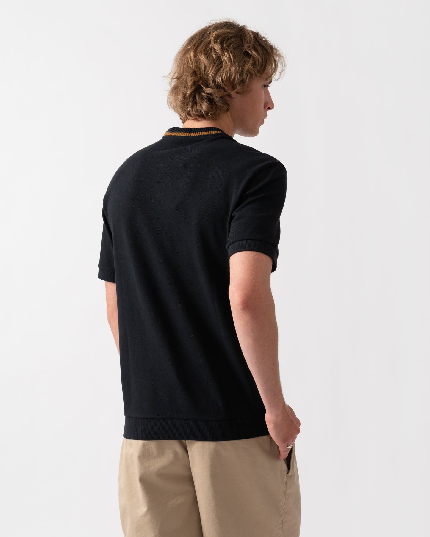 Fred Perry Mens Crew Neck Pique T-Shirt - Black R88