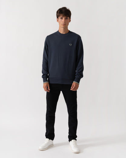 Fred Perry Mens Crew Neck Sweatshirt - Dark Airforce/Ecru/Seagrass 72C