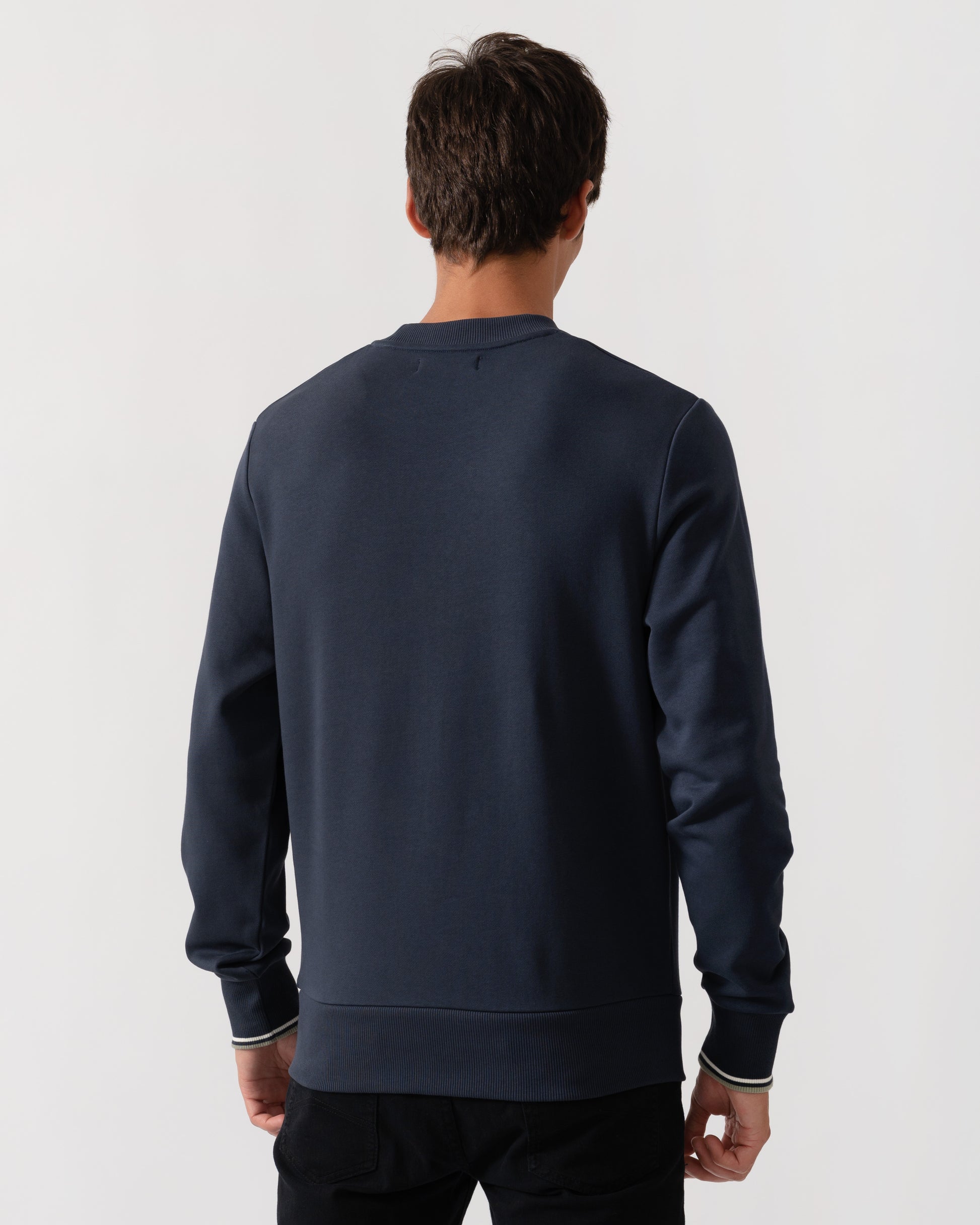Fred Perry Mens Crew Neck Sweatshirt - Dark Airforce/Ecru/Seagrass 72C