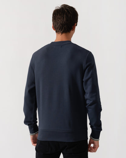 Fred Perry Mens Crew Neck Sweatshirt - Dark Airforce/Ecru/Seagrass 72C