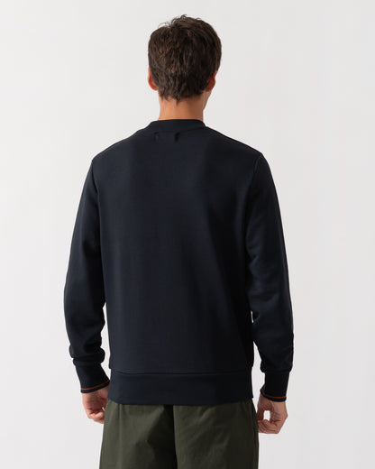 Back of Fred Perry Mens Crew Neck Sweatshirt - Navy/Burgundy/Rich brown 75C