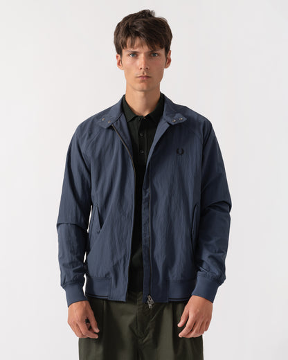 Unzipped Fred Perry Mens Crinkle Nylon Harrington Jacket - Dark Airforce 738