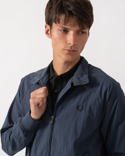 Cuff details of Fred Perry Mens Crinkle Nylon Harrington Jacket - Dark Airforce 738