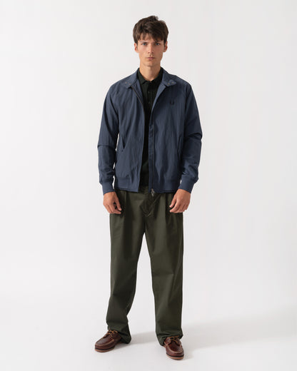 Full Length outfit of Fred Perry Mens Crinkle Nylon Harrington Jacket - Dark Airforce 738
