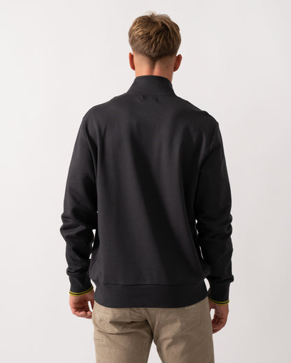 Fred Perry Mens Half Zip Sweatshirt - Anchor Grey/Tennis Ball Yellow 58A
