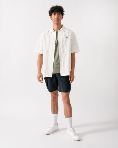 Fred Perry Mens Jacquard Linen Blend Shirt - Light Ecru 760