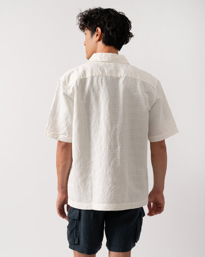 Fred Perry Mens Jacquard Linen Blend Shirt - Light Ecru 760