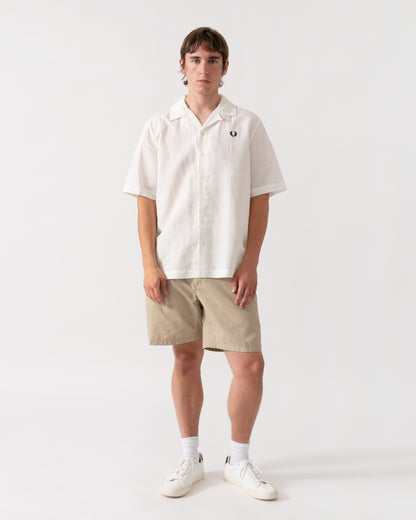Fred Perry Mens Linen Blend Revere Collar Shirt - Snow White 129