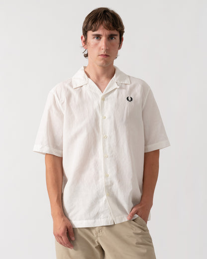 Fred Perry Mens Linen Blend Revere Collar Shirt - Snow White 129