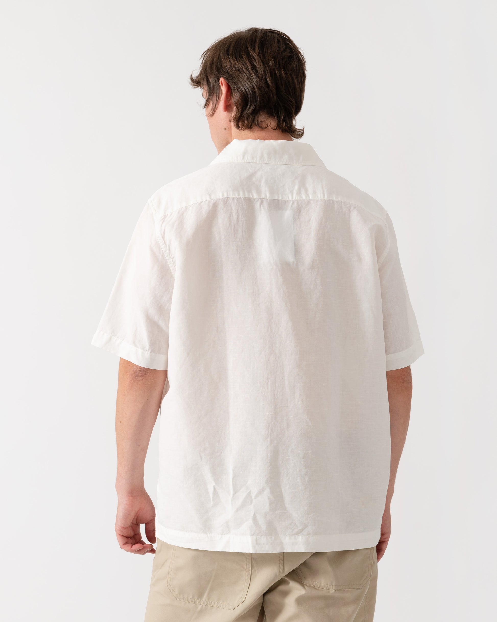 Fred Perry Mens Linen Blend Revere Collar Shirt - Snow White 129