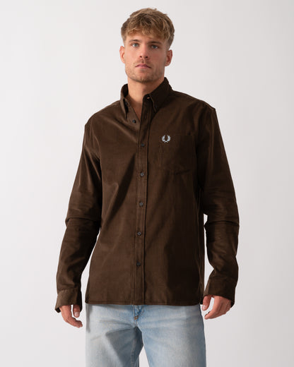 Fred Perry Mens Needle Cord Shirt - Burnt Tobacco Q21