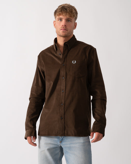 Fred Perry Mens Needle Cord Shirt - Burnt Tobacco Q21