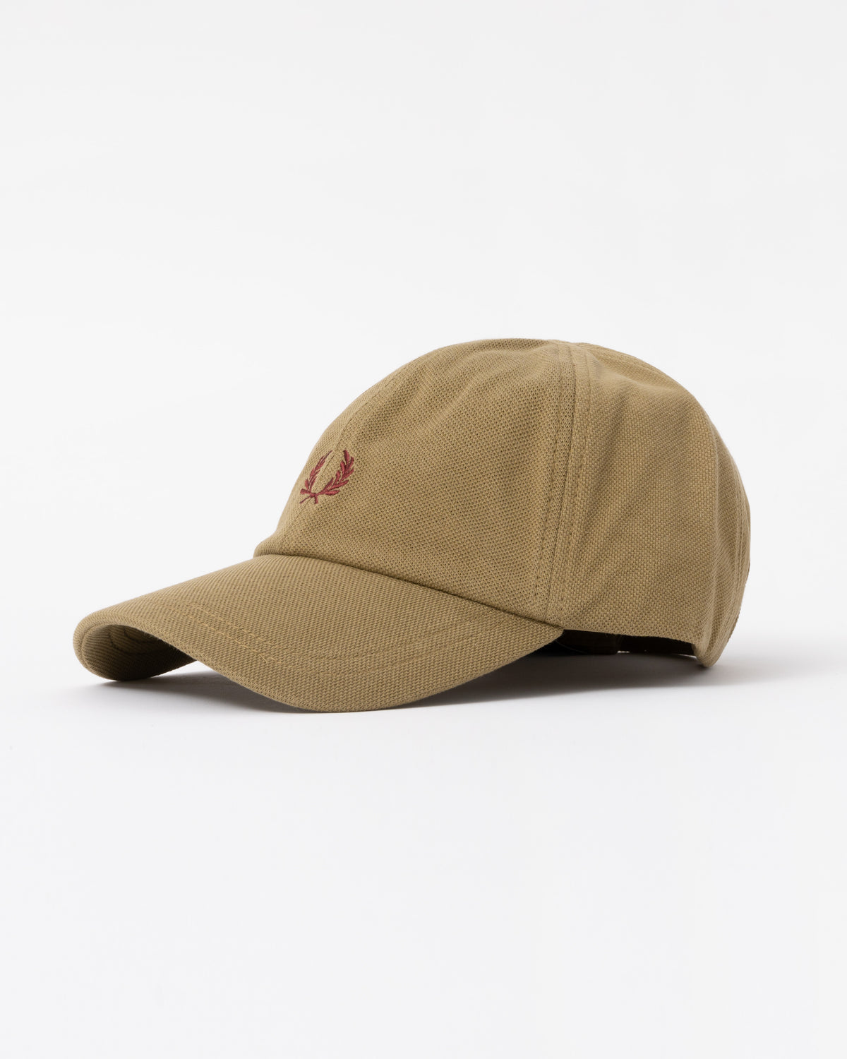 Side of the Fred Perry Mens Pique Classic Cap - Bronze/Oxblood 62D