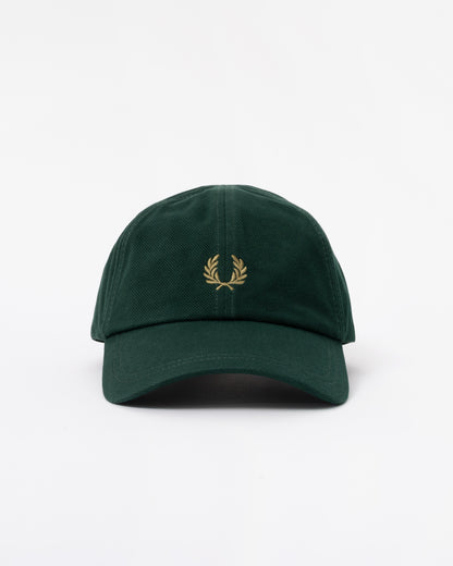 Front of the Fred Perry Mens Pique Classic Cap - Grassroots/Bronze 86D