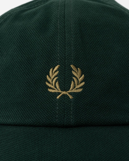 Close up of the Fred Perry Mens Pique Classic Cap - Grassroots/Bronze 86D