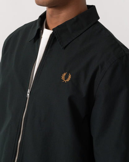 Logo detail of Fred Perry Mens Poplin Zip Overshirt - Night Green Q20
