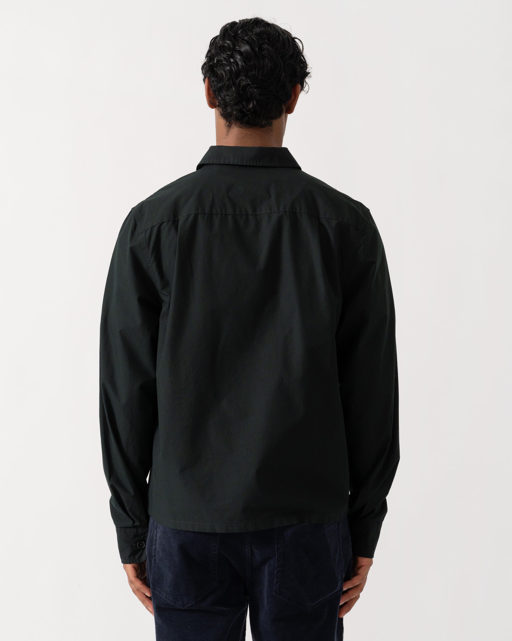 Back of Fred Perry Mens Poplin Zip Overshirt - Night Green Q20