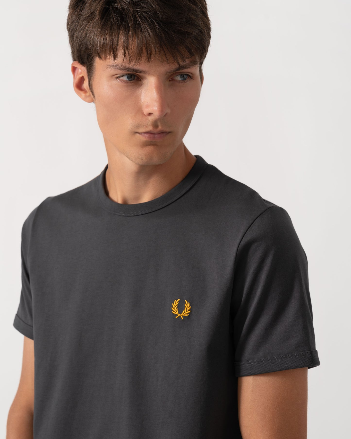 Detail of Fred Perry Mens Ringer T-Shirt - Anchor Grey 61C