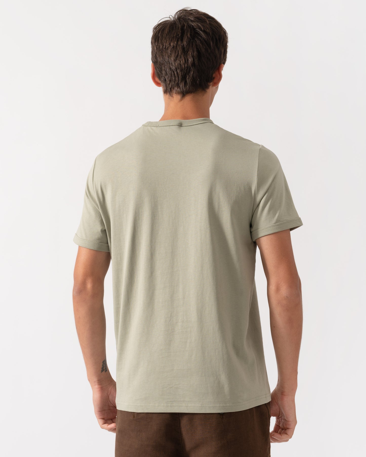 Back of Fred Perry Mens Ringer T-Shirt - Seagrass R89