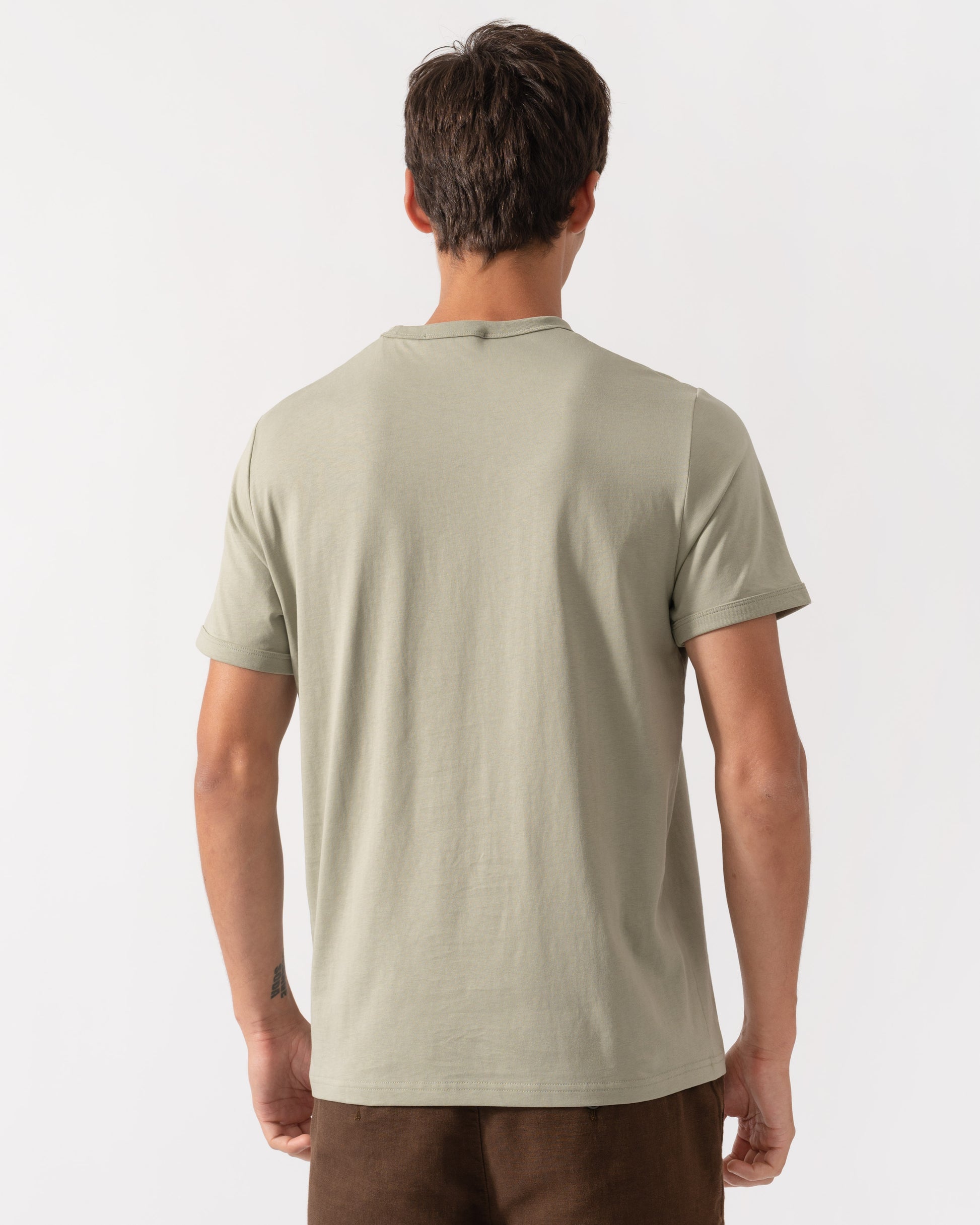 Back of Fred Perry Mens Ringer T-Shirt - Seagrass R89