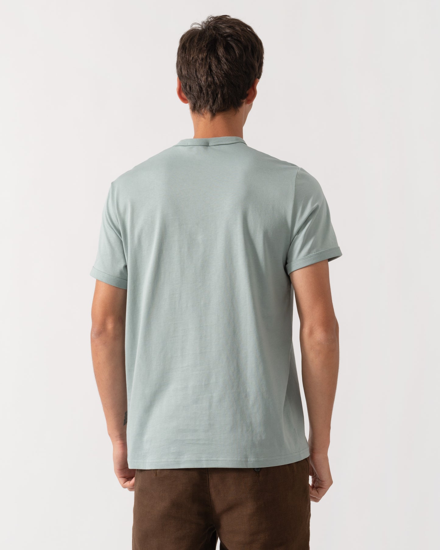 Back of Fred Perry Mens Ringer T-Shirt - Silver Blue 62C