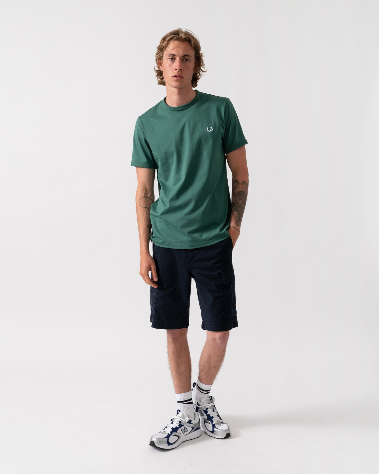 Fred Perry Mens Ringer T-Shirt - Sport Green Z18 | CHO | Designer Mens Short Sleeve T-Shirts & Tops