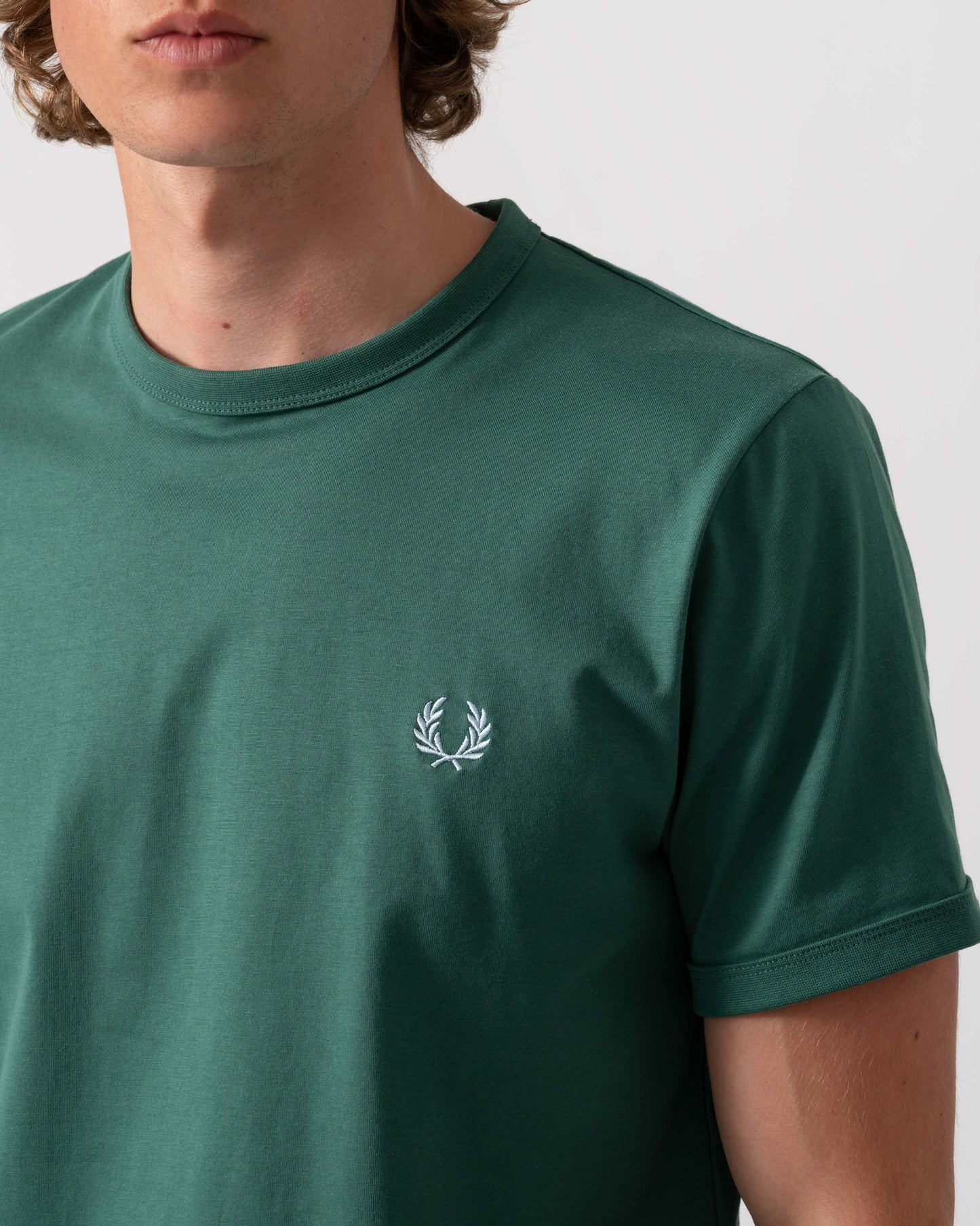 Fred Perry Mens Ringer T-Shirt - Sport Green Z18 | CHO | Designer Mens Short Sleeve T-Shirts & Tops