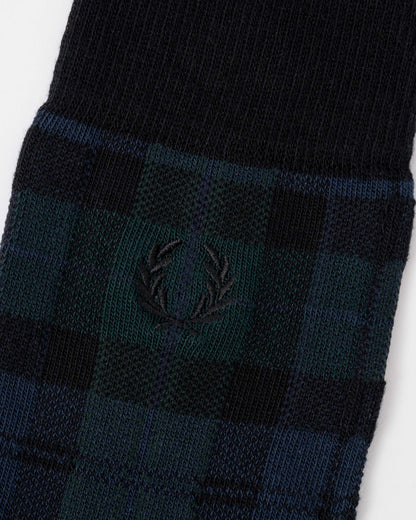 logo on the Fred Perry Mens Tartan Sock - Blackwatch Tartan 37A