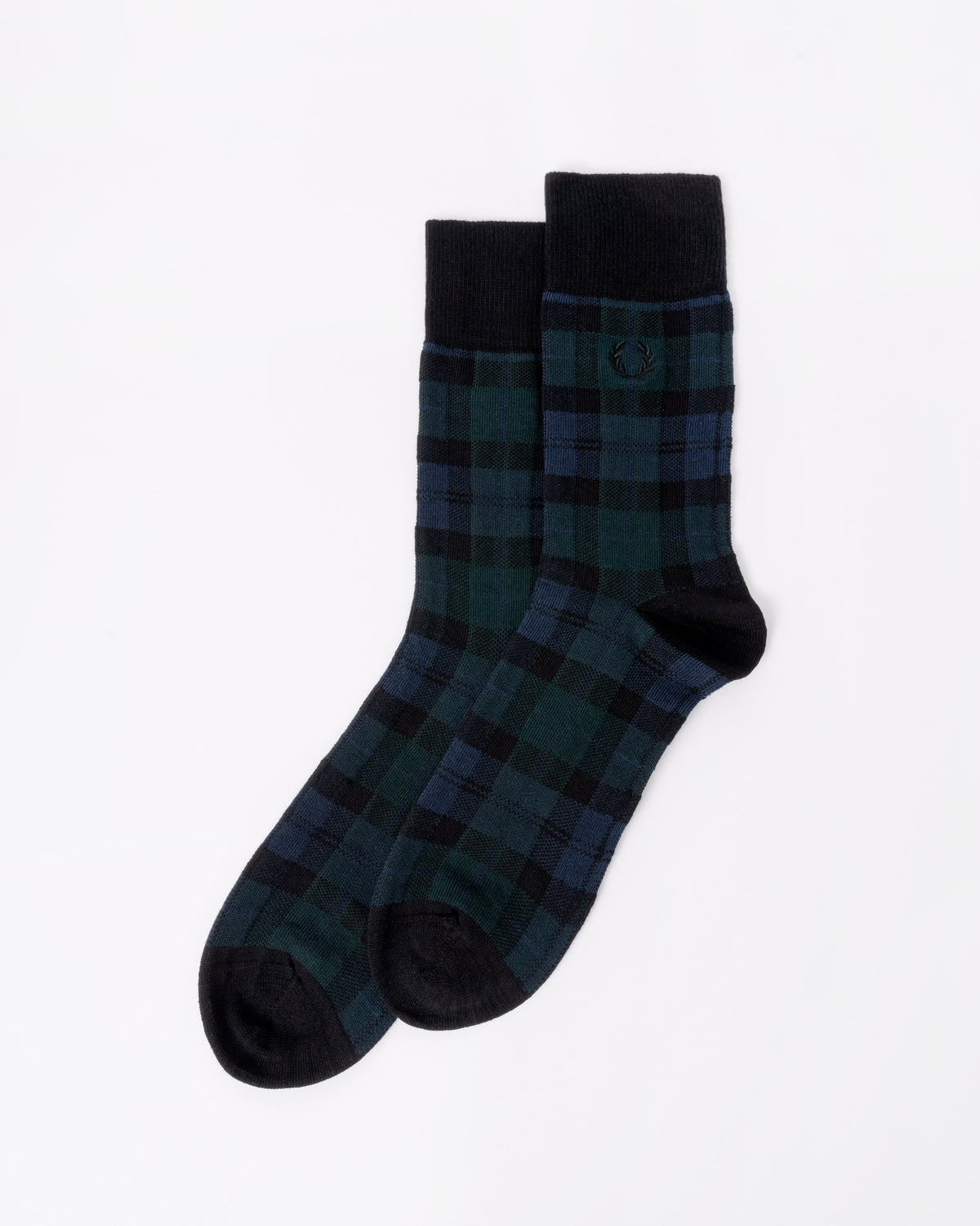 Front of the Fred Perry Mens Tartan Sock - Blackwatch Tartan 37A