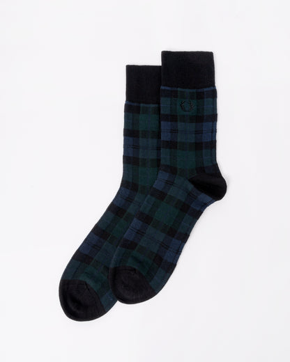 Front of the Fred Perry Mens Tartan Sock - Blackwatch Tartan 37A