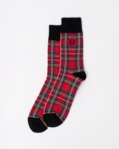 Front of the Fred Perry Mens Tartan Sock - Stewart Tartan Z90