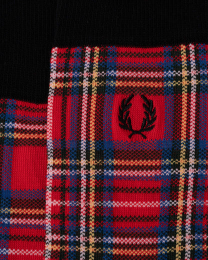Logo on the Fred Perry Mens Tartan Sock - Stewart Tartan Z90
