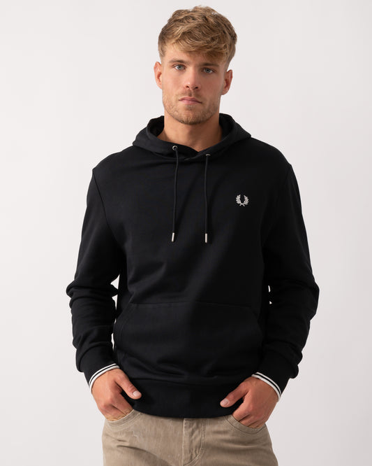 Fred Perry Mens Tipped Hooded Sweatshirt NOS - Black 102