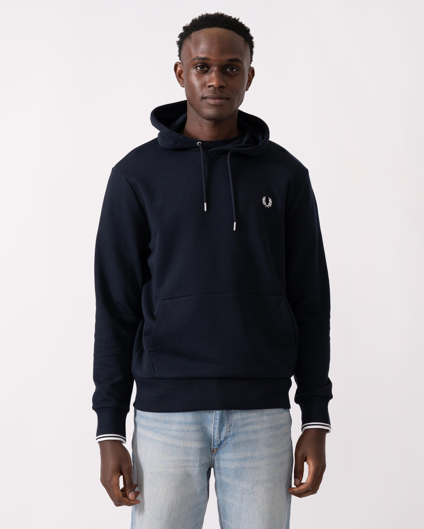 Fred Perry Mens Tipped Hooded Sweatshirt NOS - Navy 248