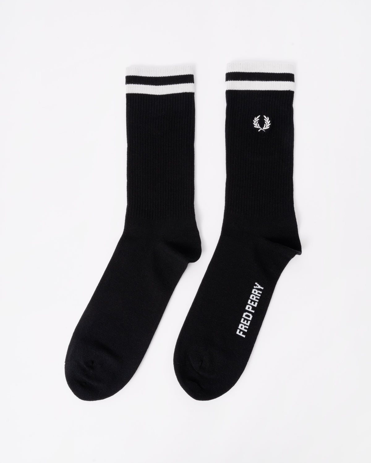 Pair of the Fred Perry Mens Tipped Sports Sock - Black/Snow White 843