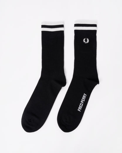 Pair of the Fred Perry Mens Tipped Sports Sock - Black/Snow White 843