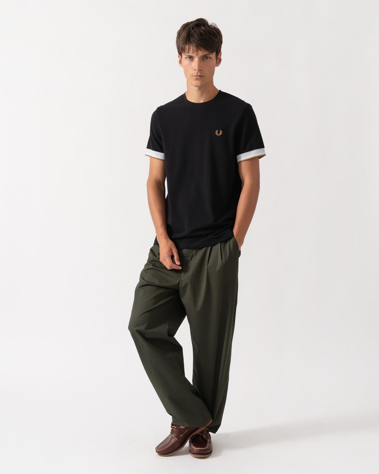 Full Length of Fred Perry Mens Twin Tipped Cuff T-Shirt - Black R88